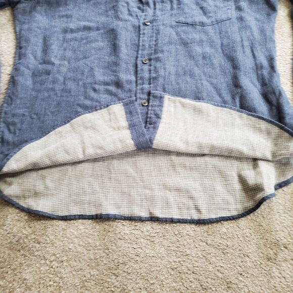 Vince Shirt Mens Large Blue Button Up Lightweight Chambray Double Face - Picture 5 of 12